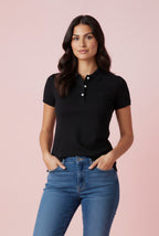 Camiseta tipo polo negra para mujer Psycho Bunny