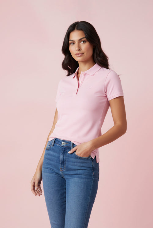 Camiseta tipo polo rosa para mujer Psycho Bunny