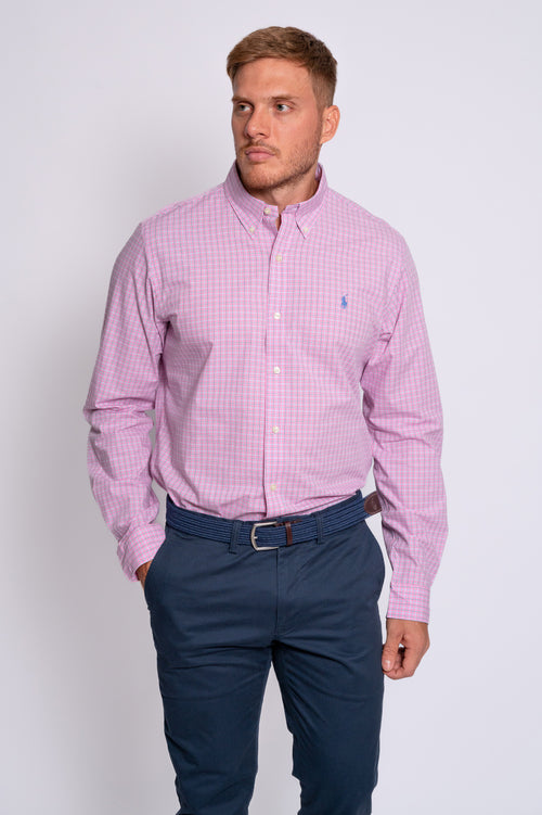 RALPH LAUREN CAMISA MANGA LARGA HOMBRE ROSADO