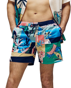 psycho bunny traje de baño fantasia hombre azul mb1000028evb