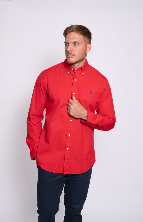 RALPH LAUREN CAMISA MANGA LARGA HOMBRE ROJO