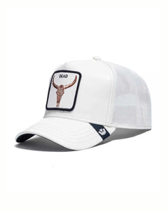 GORRA GORIN BROSS FAUX LEATHER BULL SKULL COLOR BLANCO