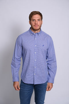 NAUTICA CAMISA MANGA LARGA DE HOMBRE AZUL