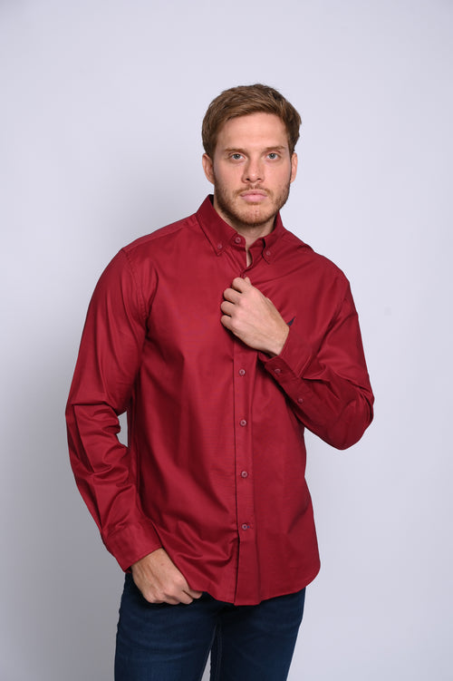 NAUTICA CAMISA MANGA LARGA DE HOMBRE ROJO