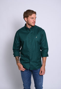 NAUTICA CAMISA MANGA LARGA DE HOMBRE VERDE