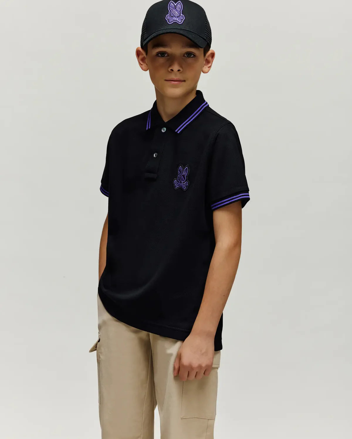 PSYCHO BUNNY CAMISETA TIPO POLO NIÑO NEGRO