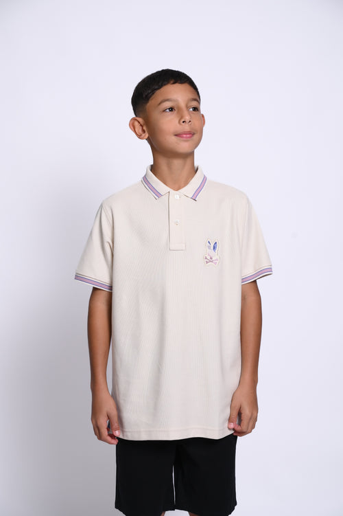 PSYCHO BUNNY POLO MANGA CORTA NIÑO FANTASIA BEIGE