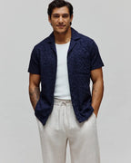 PSYCHO BUNNY CAMISA MANGA CORTA JACQUARD JOSH PARA CABALLERO HOMBRE AZUL MT0300071423