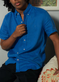 CAMISA M/C PSYCHO BUNNY PARA HOMBRE COLOR AZUL B6Q679C200426