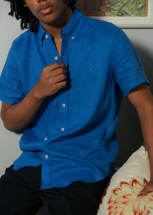 CAMISA M/C PSYCHO BUNNY PARA HOMBRE COLOR AZUL B6Q679C200426