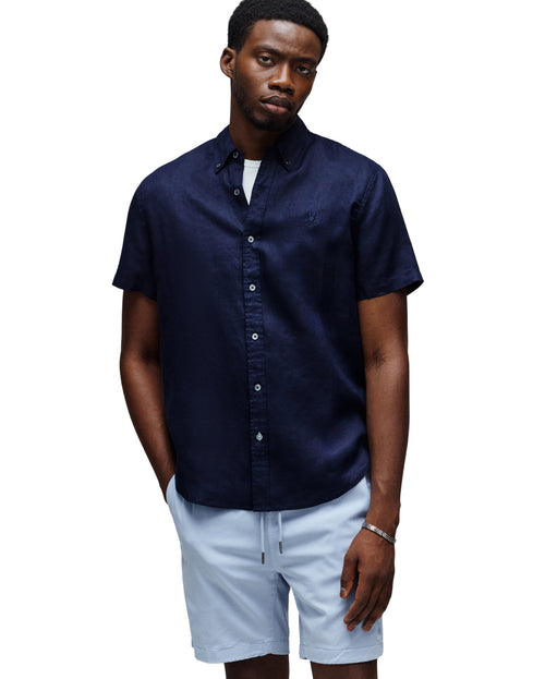 CAMISA M/C PSYCHO BUNNY PARA HOMBRE COLOR AZUL B6Q679C200423