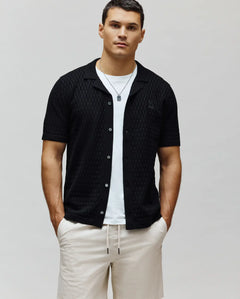 CAMISA M/C PSYCHO BUNNY PARA HOMBRE COLOR NEGRO MT0300144001