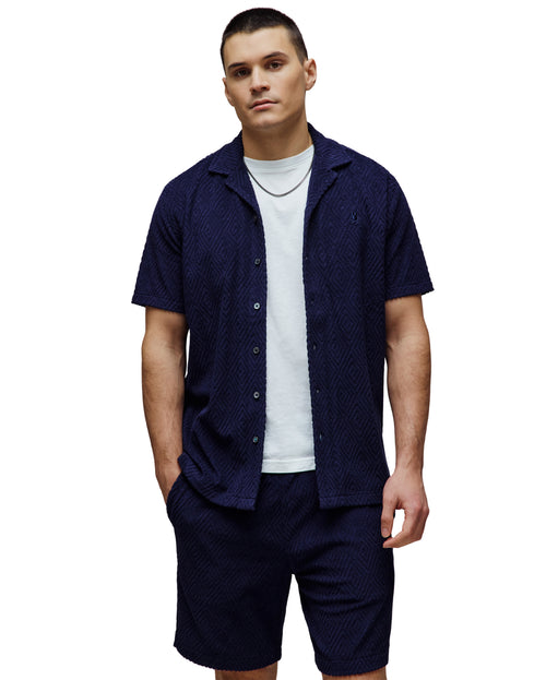 CAMISA M/C PSYCHO BUNNY PARA HOMBRE COLOR AZUL MT0300125402