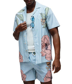 CAMISA M/C PSYCHO BUNNY PARA HOMBRE COLOR AZUL MT0300082407