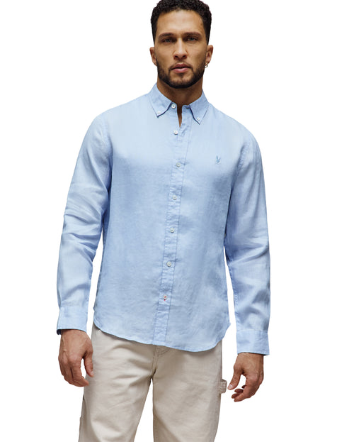 PSYCHO BUNNY CAMISA MANGA LARGA DE LINO ALDINE PARA CABALLERO HOMBRE AZUL B6C678C200429