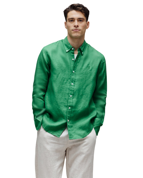 PSYCHO BUNNY CAMISA MANGA LARGA DE LINO ALDINE PARA CABALLERO HOMBRE VERDE B6C678C200321