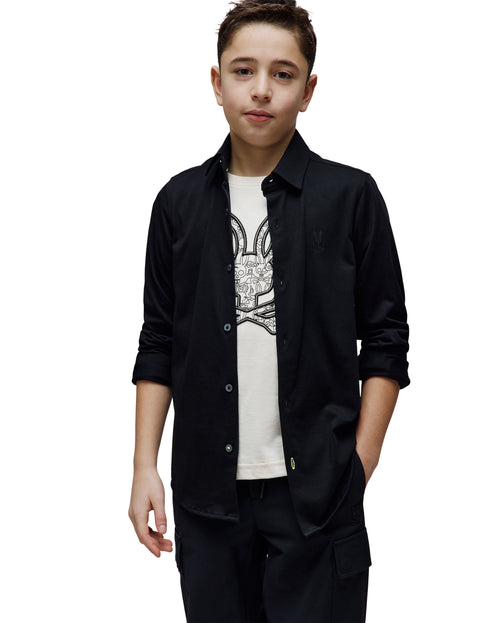 CAMISA M/L PSYCHO BUNNY PARA NIÑO COLOR NEGRO B0C713A200BLK
