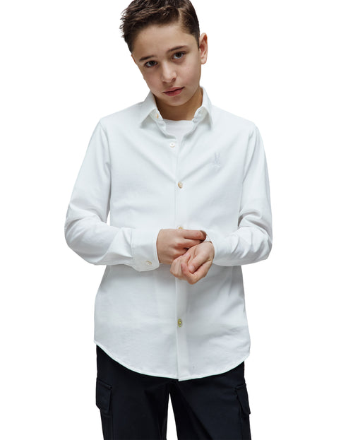 CAMISA M/L PSYCHO BUNNY PARA NIÑO COLOR BLANCO B0C713A200WHT