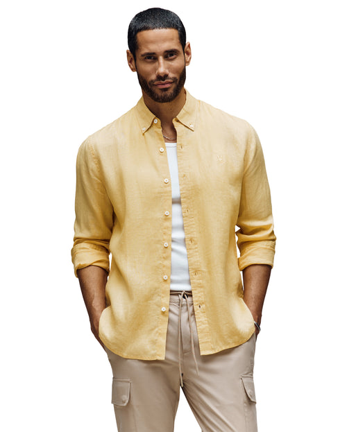 CAMISA M/L PSYCHO BUNNY PARA HOMBRE COLOR AMARILLO B6C678C200SRS