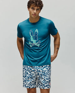 PSYCHO BUNNY CAMISETA ESTAMPADA BORDADA OLIVIER PARA CABALLERO HOMBRE AZUL MT0200200406