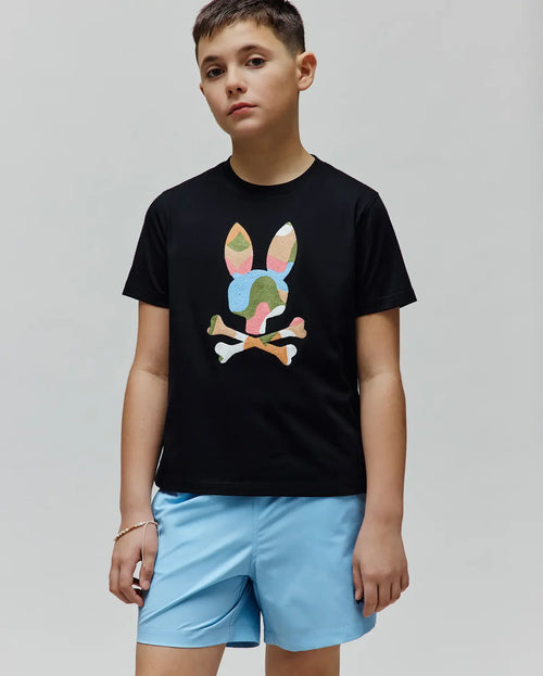 T-SHIRT PSYCHO BUNNY PARA NIÑO COLOR NEGRO KT0200163001