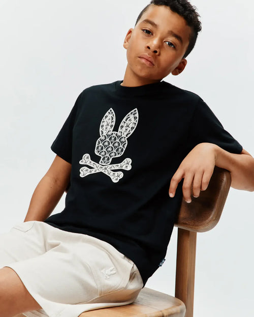 T-SHIRT PSYCHO BUNNY PARA NIÑO COLOR NEGRO KT0200182001