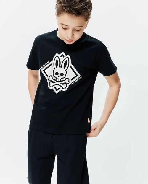 T-SHIRT PSYCHO BUNNY PARA NIÑO COLOR NEGRO KT0200188001