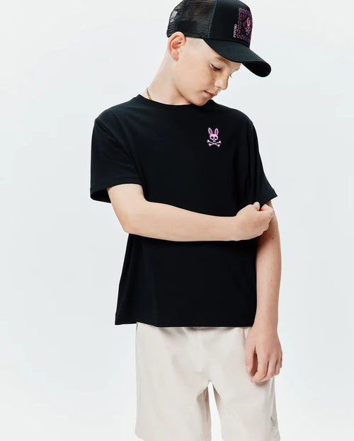 T-SHIRT PSYCHO BUNNY PARA NIÑO COLOR NEGRO KT0200190001