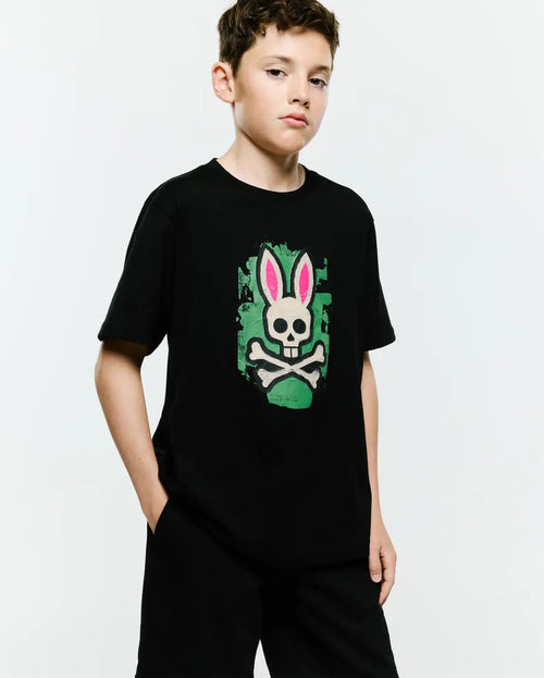 T-SHIRT PSYCHO BUNNY PARA NIÑO COLOR NEGRO KT0200193001
