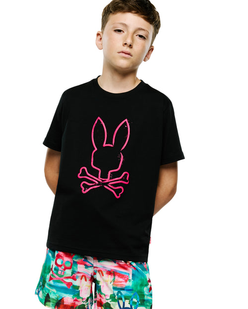 T-SHIRT PSYCHO BUNNY PARA NIÑO COLOR NEGRO KT0200197001