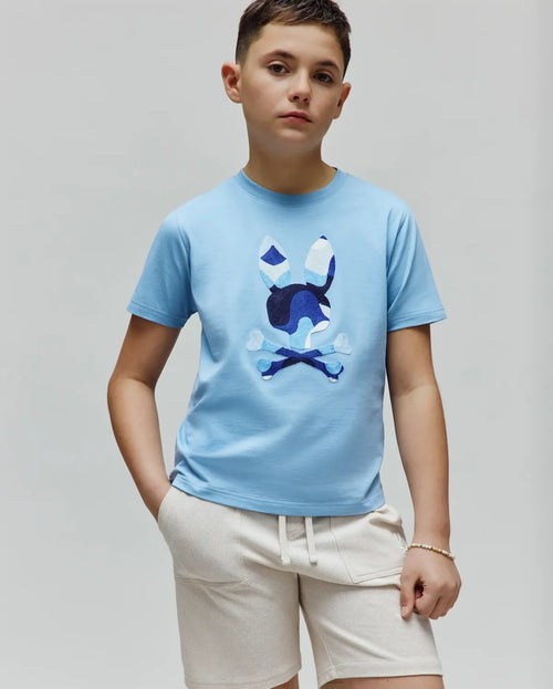 T-SHIRT PSYCHO BUNNY PARA NIÑO COLOR AZUL KT0200163407