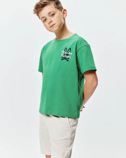 T-SHIRT PSYCHO BUNNY PARA NIÑO COLOR VERDE KT0200198321