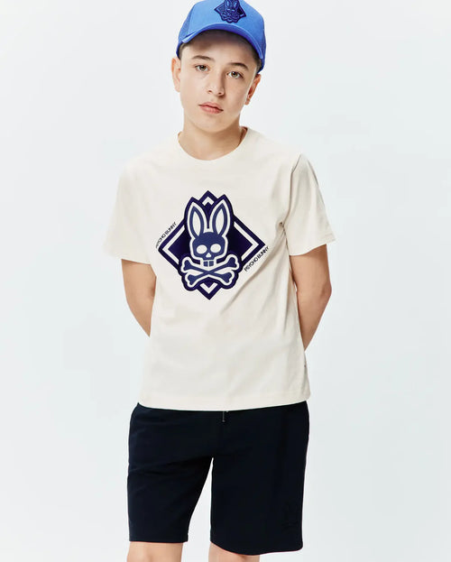 T-SHIRT PSYCHO BUNNY PARA NIÑO COLOR BLANCO KT0200188250