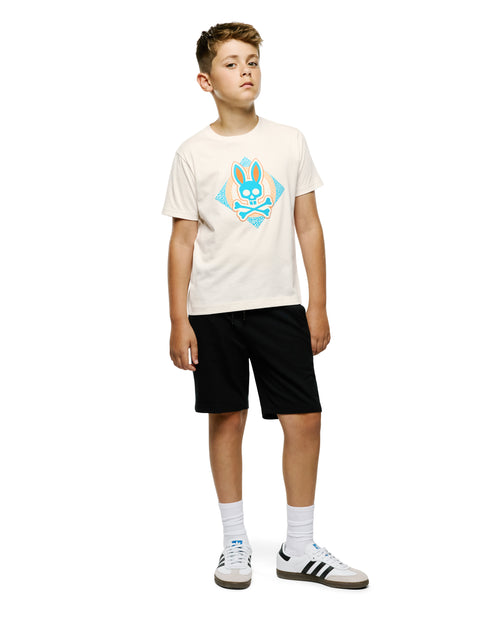 T-SHIRT PSYCHO BUNNY PARA NIÑO COLOR BLANCO KT0200203250