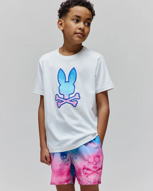 T-SHIRT PSYCHO BUNNY PARA NIÑO COLOR BLANCO KT0200158100