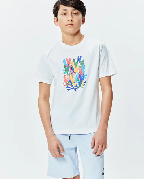 T-SHIRT PSYCHO BUNNY PARA NIÑO COLOR BLANCO KT0200186100