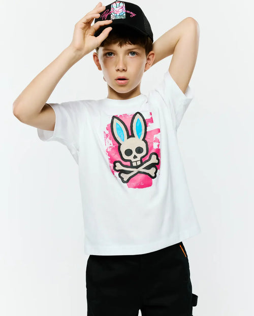 T-SHIRT PSYCHO BUNNY PARA NIÑO COLOR BLANCO KT0200193100