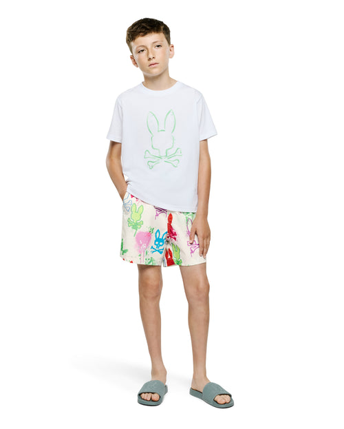 T-SHIRT PSYCHO BUNNY PARA NIÑO COLOR BLANCO KT0200197100