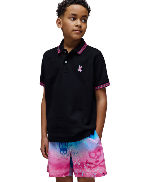 POLO M/C PSYCHO BUNNY PARA NIÑO COLOR NEGRO KT0100082001