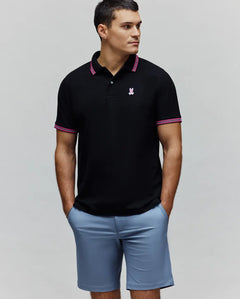 POLO M/C PSYCHO BUNNY PARA HOMBRE COLOR NEGRO MT0100127001