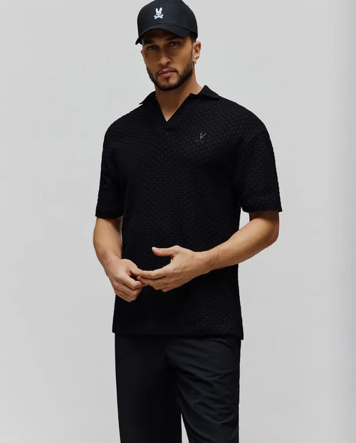 POLO M/C PSYCHO BUNNY PARA HOMBRE COLOR NEGRO MT0100213001