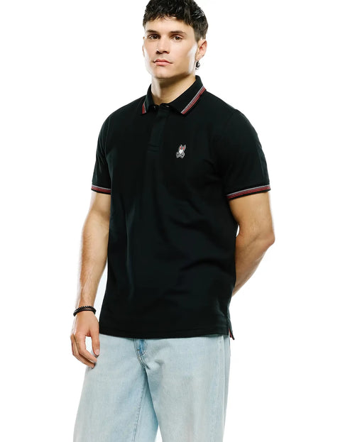 CAMISETA TIPO POLO PSYCHO BUNNY PARA CABALLERO COLOR NEGRO