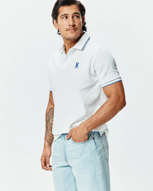 POLO M/C PSYCHO BUNNY PARA HOMBRE COLOR BLANCO MT0100193100