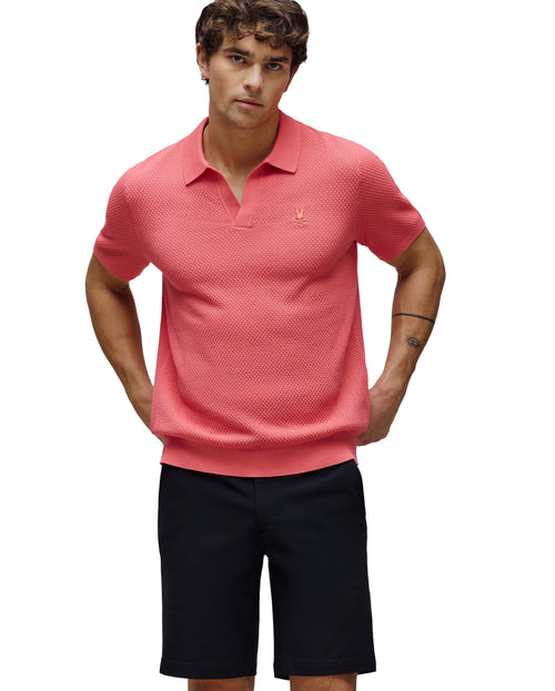PSYCHO BUNNY POLO CON TEXTURA DE BURBUJA DEVON PARA CABALLERO HOMBRE ROJO MT0100169656