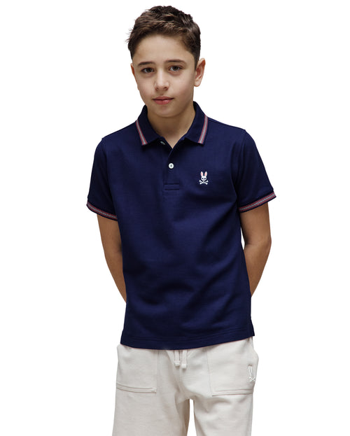 POLO M/C PSYCHO BUNNY PARA NIÑO COLOR AZUL KT0100078402