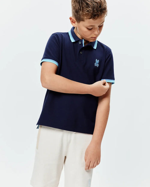 POLO M/C PSYCHO BUNNY PARA NIÑO COLOR AZUL KT0100100322
