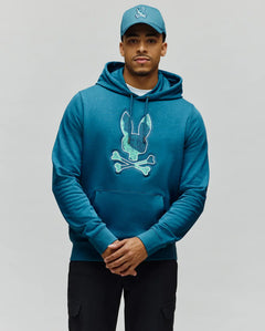 PSYCHO BUNNY SUDADERA CON CAPUCHA CON LOGO BORDADO PIXELADO OLIVIER PARA CABALLERO HOMBRE AZUL MT0500141406