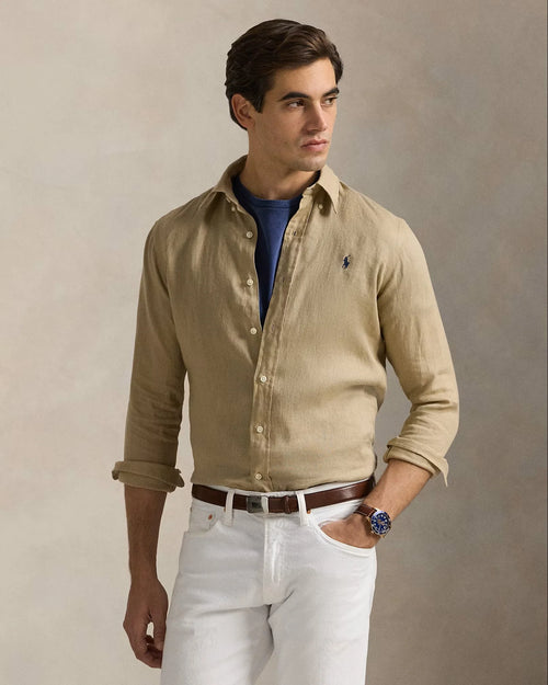 RALPH LAUREN CAMISA MANGA LARGA HOMBRE BEIGE