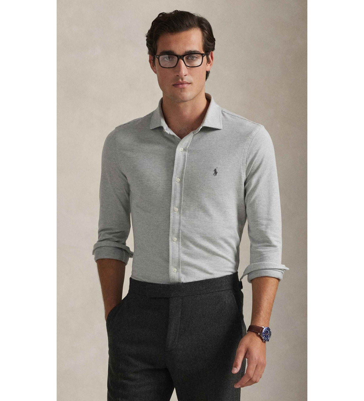 CAMISA M/L RALPH LAUREN HOMBRE ANTIQUE CREAM PUPPYTOOTH 710P03962001