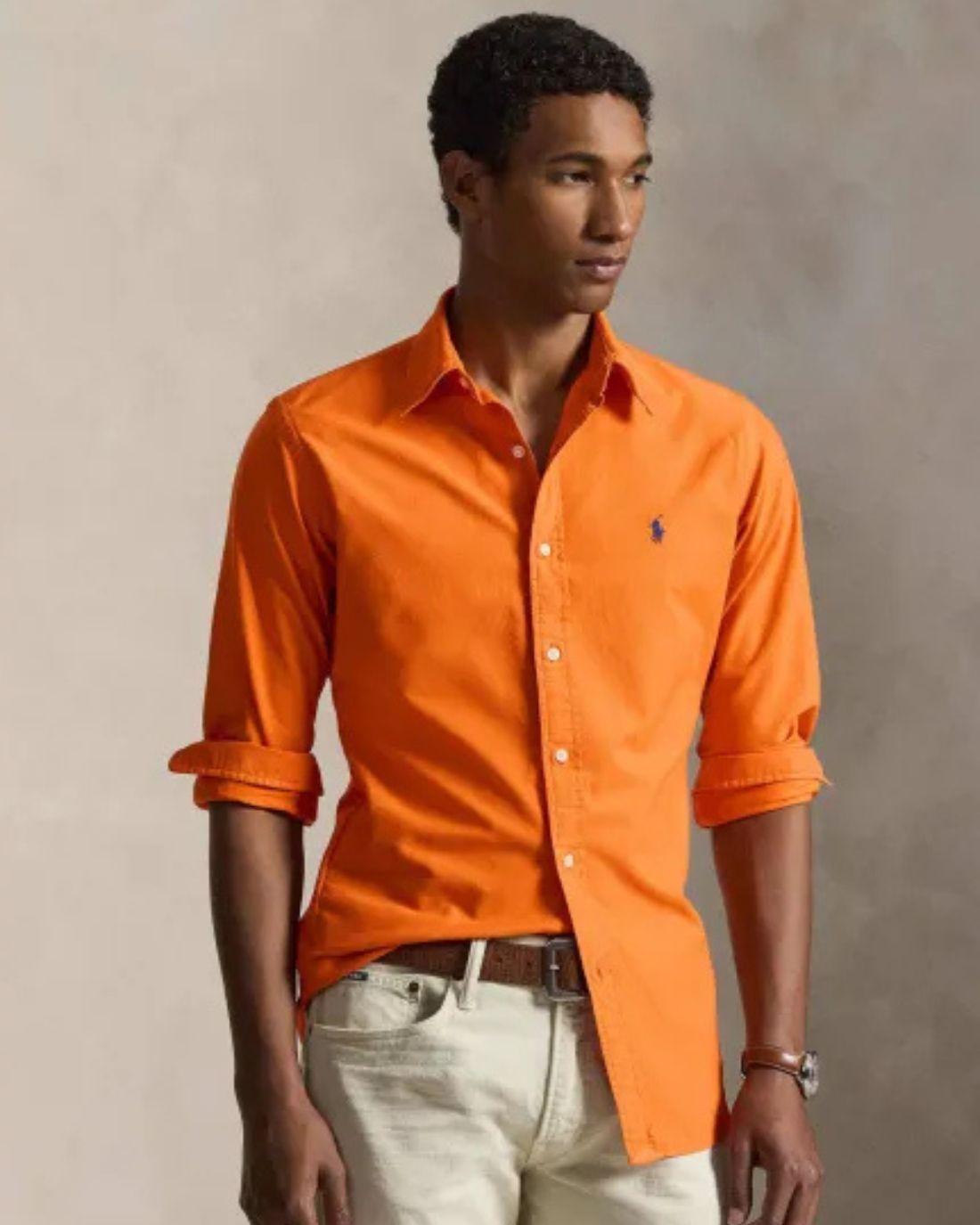 Camisa Manga Larga Cubdppcs-Long Sleeve-Sport Shirt Ralph Lauren Para Hombre De Color Naranja